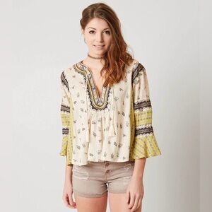 Free People Cream and Mustard Embroidered Boho Tunic but I like it